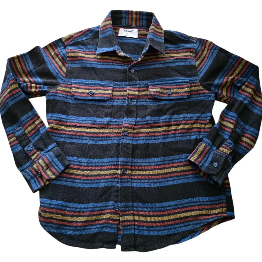 Old Navy Boys Long Sleeve Striped Aztec Southwestern Tribal Shirt SZ L 10/12